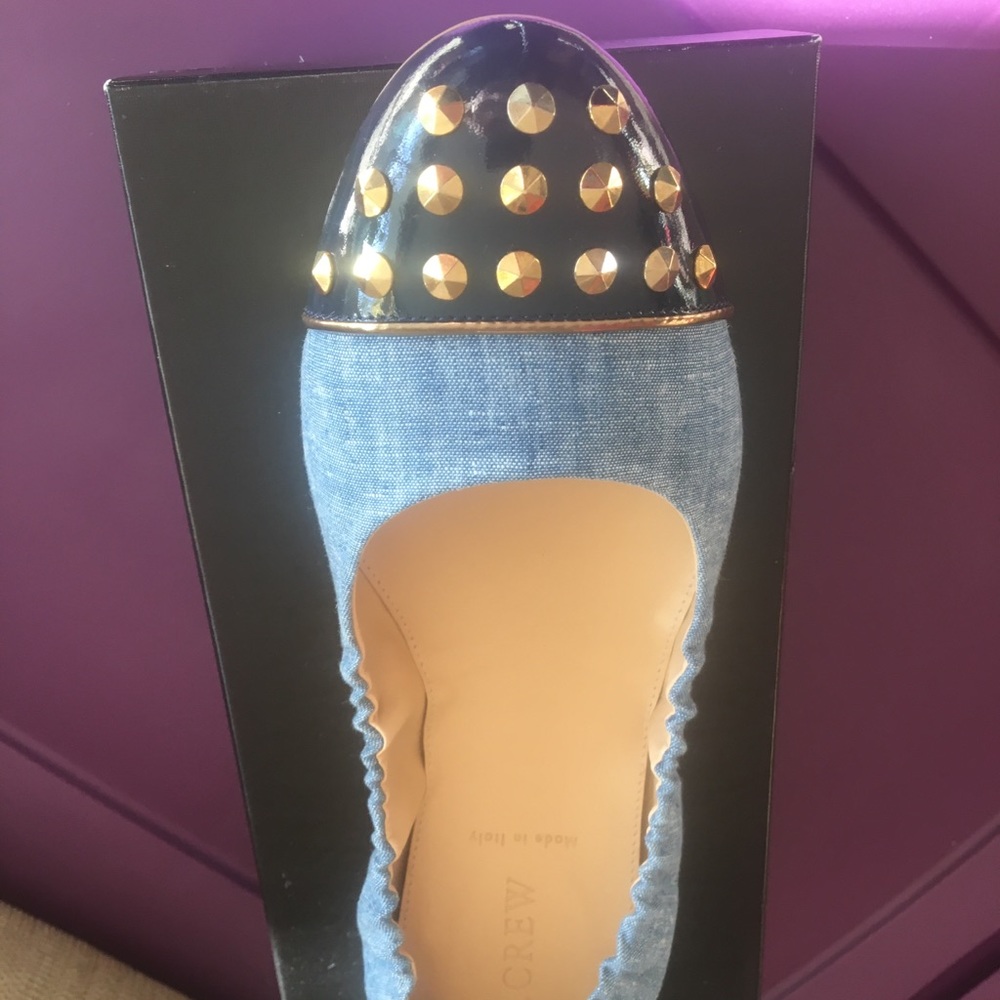 J Crew Emma Cap Toe Fabric Ballet Flat